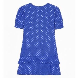 Maggy London Blue White Rayon Polka Dot Dress Sz 12 Vtg 80s‎ Retro Feminine